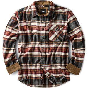 Mens  Plaid Folk Tale Cotton Flannel Shirt Long Sleeve Casual Outdoor Plaid